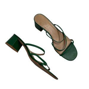 Reformation Strappy Block Heel Leather Sandals Emerald Green Size 10